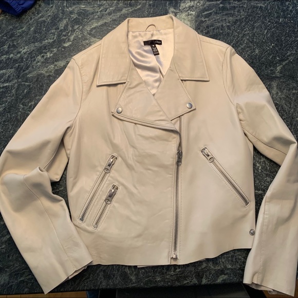 Aqua Off-White Leather Moto Jacket - Picture 1 of 6